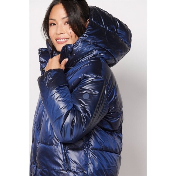 Save The Duck Nicki Short Puffer Coat Blue Women's Size 1 Small  New With Tag - Picture 4 of 8